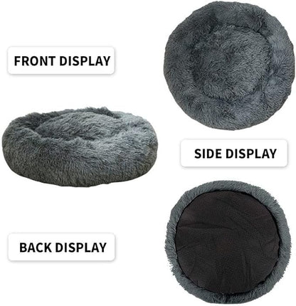 Nisrada Dog Bed for Small Medium Large Dogs, 27 inch Calming Dogs Bed, Washable-Round Cozy Soft Pet Bed for Puppy and Kitten with Slip-Resistant Bottom