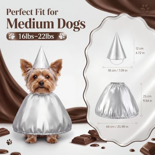 Hillban Dog Silver Chocolate Costume, Halloween Dog Hat Candy Costume - Image 2