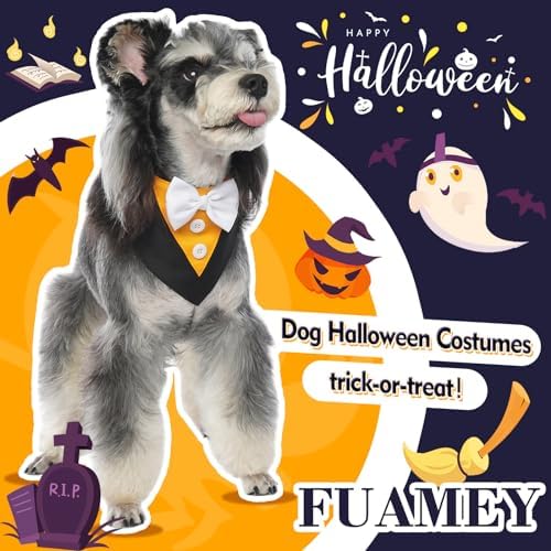 FUAMEY Dog Tuxedo Bandana with Bowtie Fall Halloween Costumes for Dogs - Image 2
