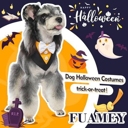 FUAMEY Dog Tuxedo Bandana with Bowtie Fall Halloween Costumes for Dogs - Image 2