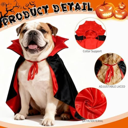 OLANRUN Dog Costumes - Dog Halloween Costumes Vampire Cloak, Wizard Outfit, Witch Cosplay Apparel Cape - Funny Party Dress Up Halloween Pet Costume for Medium Dogs (Black Red) - Image 2