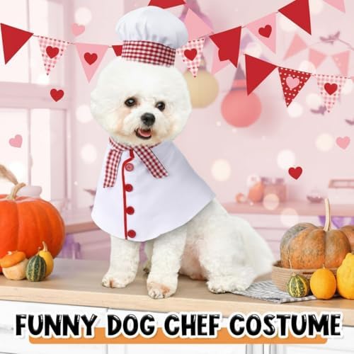 3 Pcs Dog Chef Costume Set, Hat Clothes Scarf for Pets, Large - Image 6