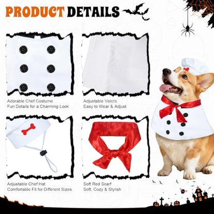 Halloween Big Dog Chef Costume, Funny Dog Chef Costume with Hat & Scarf, Adjustable Pet Cooking Costume for Large Dogs, Halloween Party, Cosplay, Costume Party & Photo Props - Image 4