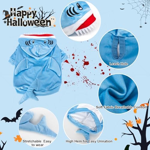 NACOCO Halloween Shark Dog Costume - Pet Christmas New Year Hoodie Warm Party Coat Outfit for Small and Medium Cat Dog Clothes(Blue Shark,XL) - Image 4