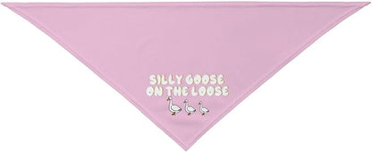 Silly Goose on The Loose Triangle Dog Bandana,Summer Bandana Funny Triangle Dogs Scarf Handkerchief Soft Adjustable Puppy Bandanas (Pink)