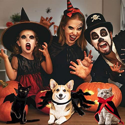 Syhood 3 Pcs Halloween Cat Dog Costume Set,Pet Bat Vampire Cloak,S,Gothic - Image 5