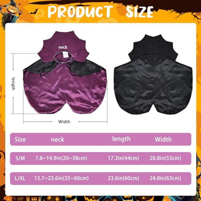 Dog Halloween Costume Cape Vampire Cloak with Bow Tie (Purple, SM) - Image 7