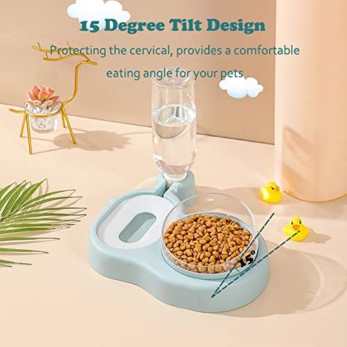 Love Dream 2-in-1 Dog Cat Bowls, 15°Tilted Cat Food and Water Bowl Set