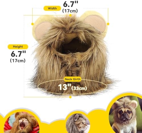 NAMSAN Pet Lion Costume for Cats Small Dogs Rabbits, Halloween Cat Lion Mane, Small Dog Wig Lions King Hat, Halloween Cat Lions Outfit for Holiday Party Cosplay Statue Decoration - Image 5