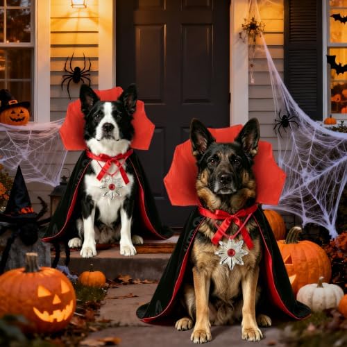 Dog Halloween Costumes, Adjustable Dog Vampire Cloak Costume Devil Vampire Cloak Cape Halloween Costumes with Medal for Small Medium Large Dogs Halloween Party Cosplay Outfit(L) - Image 7