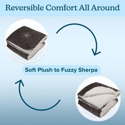 Waterproof Pet Blanket Collection– Reversible Throw Protects Couch, Car, Bed from Spills, Stains, or Fur – Dog and Cat Blankets by PETMAKER Dark Gray Large