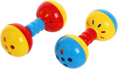 QBLEEV Parakeets Conures Toys, Bird Rattles Bells Foot Toys, Enrichment Barbell Ball, Play Gym Activity Center Cage Accessories for Medium Parrots - 2 Pack