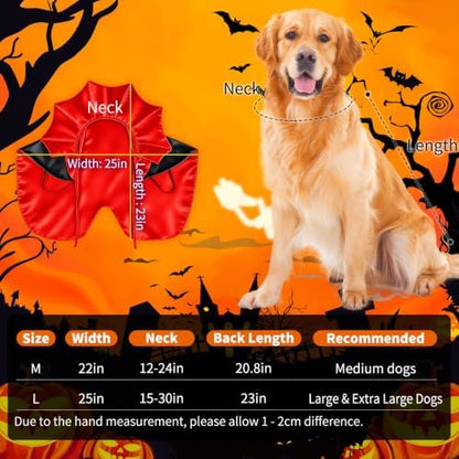 Halloween Dog Vampire Cloak Costume for Large XL Dogs, Black Red - Image 2