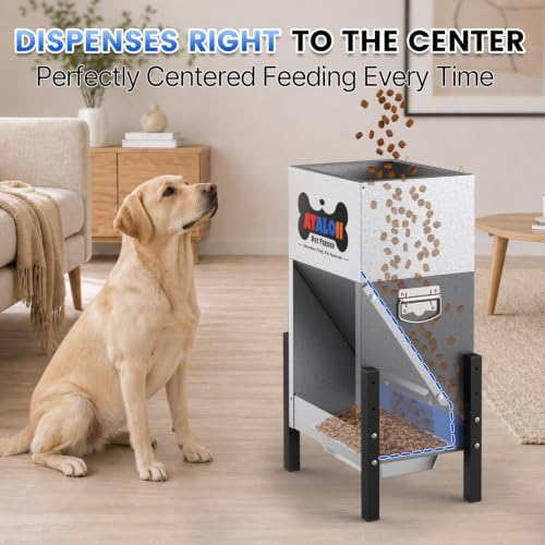 25 lb Automatic Dog Feeder for Large Breeds, 3 Adjustable Heights