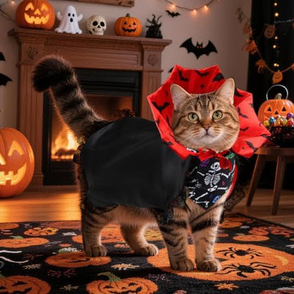Dog Halloween Costumes with Black Bandana, Dog Vampire Cloak Cape(Red,S) - Image 5