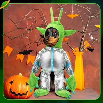 Halloween Green Alien Costume for Small Dog, Dog Astronaut Outfits, L - Image 4