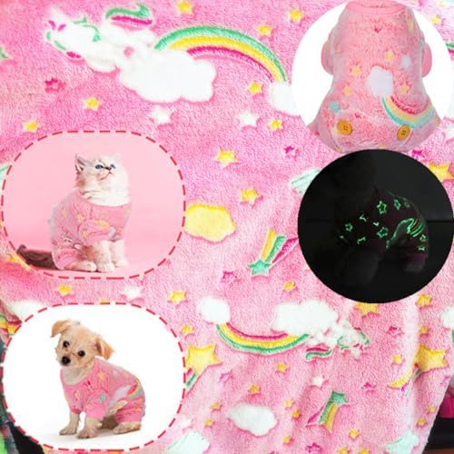 Plush Dog Pajamas Glow in The Dark Dog Jumpsuit 4 Legged Onesie for Small Medium Dog Cat, Unicorn S - Image 4