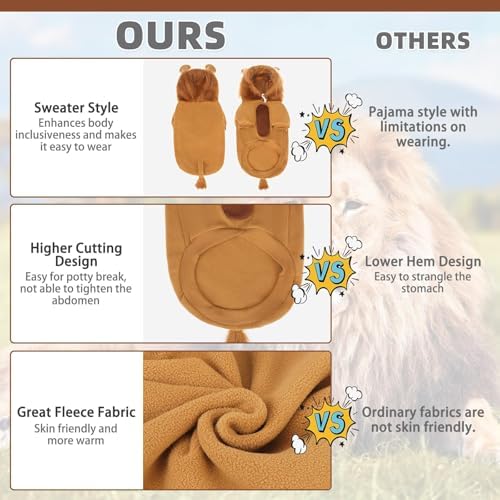 KOOLTAIL Dog Lion Mane Costume Clothes, Fleece Funny Dog Sweater Hoodie Outfits, Pet Halloween Cosplay Cold Weather Coats with Leash Hole for Small Medium Large Dogs Pug Pitbull Corgi Puppy Gift, SM - Image 6