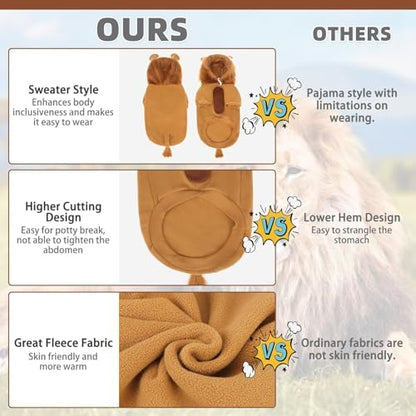 KOOLTAIL Dog Lion Mane Costume Clothes, Fleece Funny Dog Sweater Hoodie Outfits, Pet Halloween Cosplay Cold Weather Coats with Leash Hole for Small Medium Large Dogs Pug Pitbull Corgi Puppy Gift, M - Image 6
