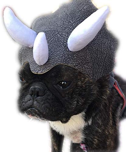 Triceratops Dog Halloween Costume Dinosaur Headpiece Hat with Elastic Strap by Coppthinktu