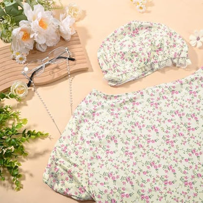 3 Pcs Dog Grandma Costume Set Floral Dog Dress Bonnet and Glasses with Chain Funny Vintage Pet Outfit for Large Dogs Halloween Party Dress Up 5XL - Image 4
