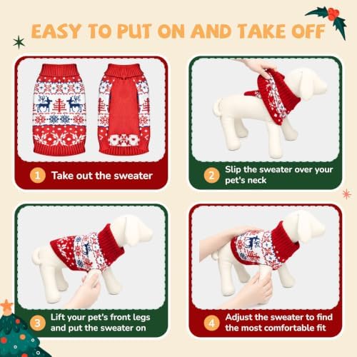 Dog Christmas Sweater, Knitted Dog Sweater for Small Dogs Girl Boy - Image 4