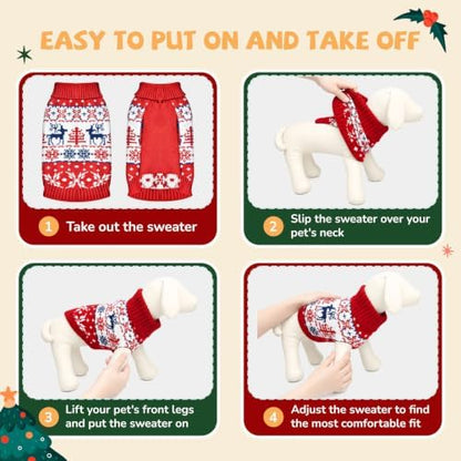 Dog Christmas Sweater, Knitted Dog Sweater for Small Dogs Girl Boy - Image 4