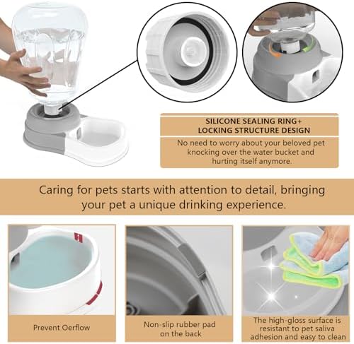 STALTWO 1.6 Gallon Automatic Gravity Dog Water Dispenser, BPA-Free, Grey
