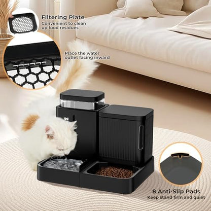 ZOMISIA Gravity Dog Food and Water Dispenser, 1.6 Gallon x 2, Black