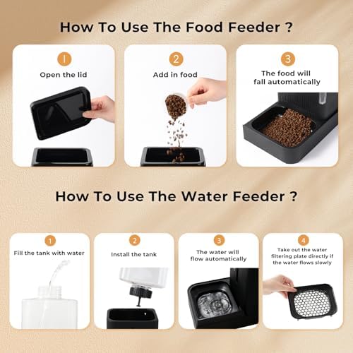ZOMISIA Automatic Cat Feeder, Gravity Cat Food Dispenser, 0.8Gal x 2, Black