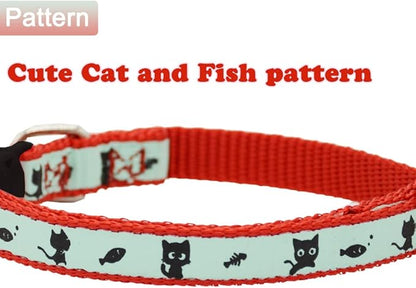 2 Pack Glow in The Dark Cat Collar with Bell Breakaway Safety Cat Puppy Collars with Pendant Red and Purple