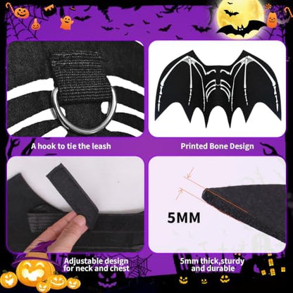 Dog Halloween Bat Wings Costume L，Pet Halloween Cosplay Apparel Large - Image 3