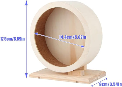 Wooden Hamster Exercise Wheel, Silent Silent Running Wheel Wooden Small Pets Quiet Spinner Play Toy Cage Accessories for Dwarf Syrian Hamster Rat Gerbil Mice Guinea Pigs(S)