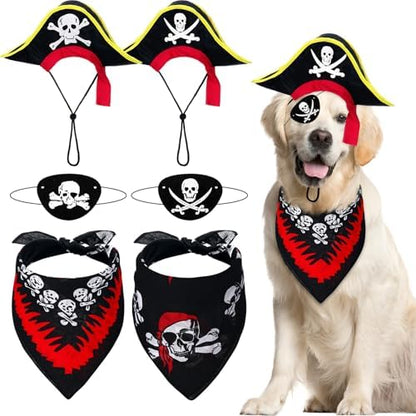 6pcs Dog Pirate Costume Pirate Hat Dog Halloween Cosplay Dress up by Velmitten
