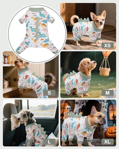 CuteBone Dinosaur Costume Dog Pajamas, Stretchy Spandex Crystal Velvet Sleepwear Coat for Small Dogs, Soft & Warm Pet Outfit Clothes for Cold Weather, Cozy Pullover Design COSP17XS - Image 5
