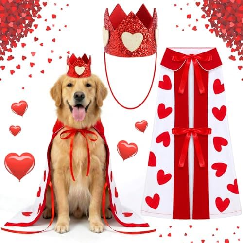 Hillban Halloween Dog King Costumes Heart Crown Queen Pet Cloak Set L by Hillban