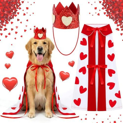 Hillban Halloween Dog King Costumes Heart Crown Queen Pet Cloak Set L by Hillban