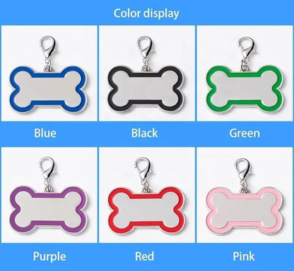 Double-Sided Personalized Dog Tags for Pets - pet ID tag, Laser Engraved Dog tag, Name tag for Dog Collar, Dog Tags for Large Dogs (Blue, Bone-Shaped-Large)