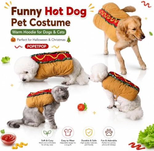 POPETPOP Hot Dog Pet Costume, Halloween Cosplay Costume for Dogs Cats (L) - Image 4