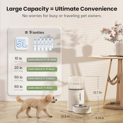CZPET Automatic 5L Filter Dog and Cat Water Dispenser (White)