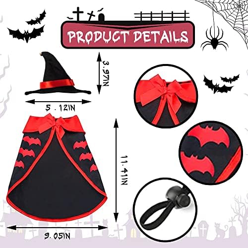Estivaux Pet Halloween Costumes Dogs Cats Halloween Vampire Pets Costume Cape with Black Red Witch Hat Wizard Cats Cosplay Clothes Apparel for Small Dogs Cats Halloween Party Decorations - Image 2