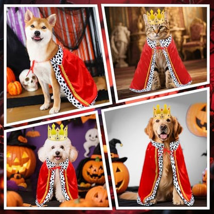 Small Dog Cat Halloween Costumes Dog King Costumes Cape Crown for Medium Dogs Funny King Prince Halloween Cosplay Costume for Small Dogs Cats - Image 5