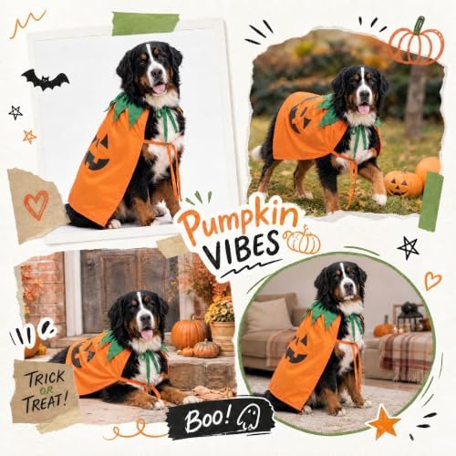 Halloween PumpkinDog Cape Halloween Dog Outfit for Medium Large Dog(XL) - Image 5