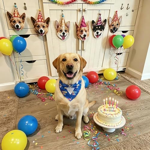 ADOGGYGO Birthday Dog Bandana with Bowtie, Blue Boy Dog Tuxedo, Medium - Image 3