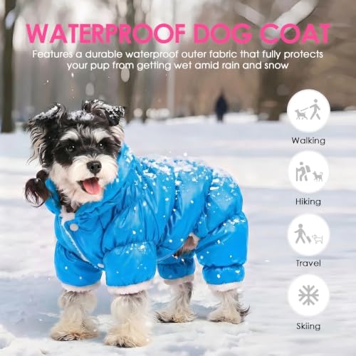 AOFITEE Small Dog Coat Waterproof Dog Winter Jacket Fullbody Dogs Snowsuit - Image 2