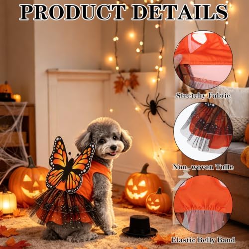 EXPAWLORER Dog Halloween Dress Costume in Non-Woven Tulle & Butterfly Wings - Image 3