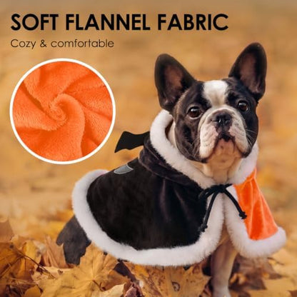 AOFITEE Dog Halloween Costumes Flannel Dog Cape with Funny Pumpkin Print, M - Image 5