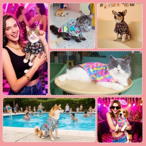 80s Dog Costume Hawaiian Shirts - 90s Halloween Retro Disco Breathable Puppy Outfit for Small Medium Dogs (Black, 4X-Large) - Image 5