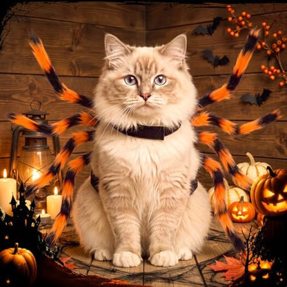 Huhumy Halloween Spider Costume with Safety Harness for Pets, Orange, S - Image 5