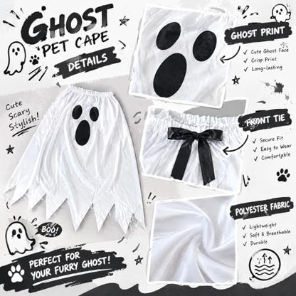 Halloween Ghost Dog Costume, Halloween Funny Outfit for Small Medium Large Pets(L) - Image 2